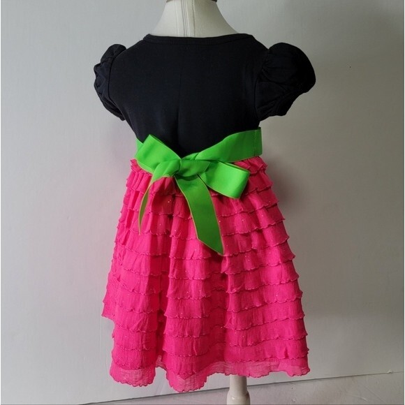Bonnie Baby Christmas Party Dress Size 12 months black pink green - Picture 2 of 7
